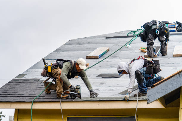 Professional Gutter Installation technician working in Bryant, IN